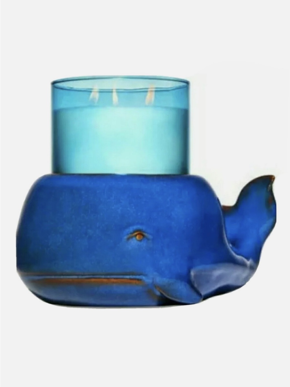 NWT Bath & Body Works Blue Whale 3-Wick Ceramic Candle Holder New